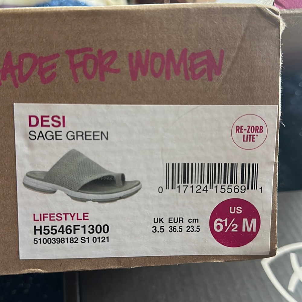 Ryka Womens Desi Sage Green Knit Toe Loop Slip On Slide Sandals Shoes NWT